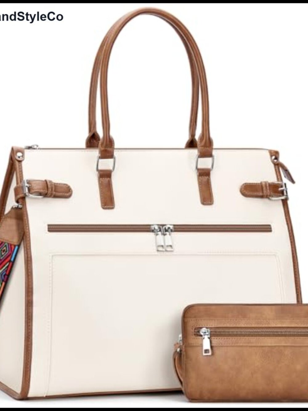 Faux Leather Laptop Tote Bag Fits 15.6 in Vegan Leather Satchel
